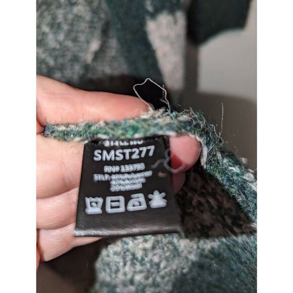 Brazos Market Women's Open Front Duster Sweater Cardigan Green and Cream One Sz - Picture 10 of 15